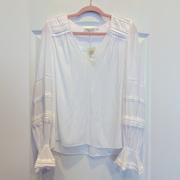 NWT RAMY BROOK Finn Blouse Top Ladder Lace Trim White Small - Picture 1 of 9